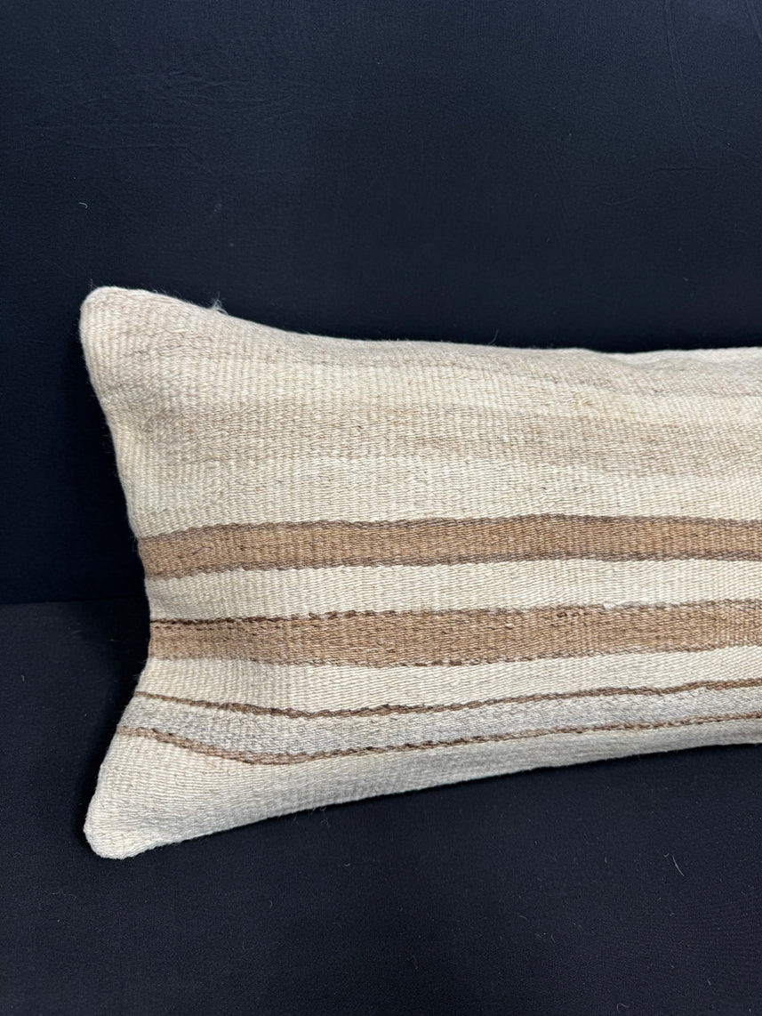 Turkish Hemp Pillow Cushion Natural Beige Brown Cushion Cover 14x40 #30446
