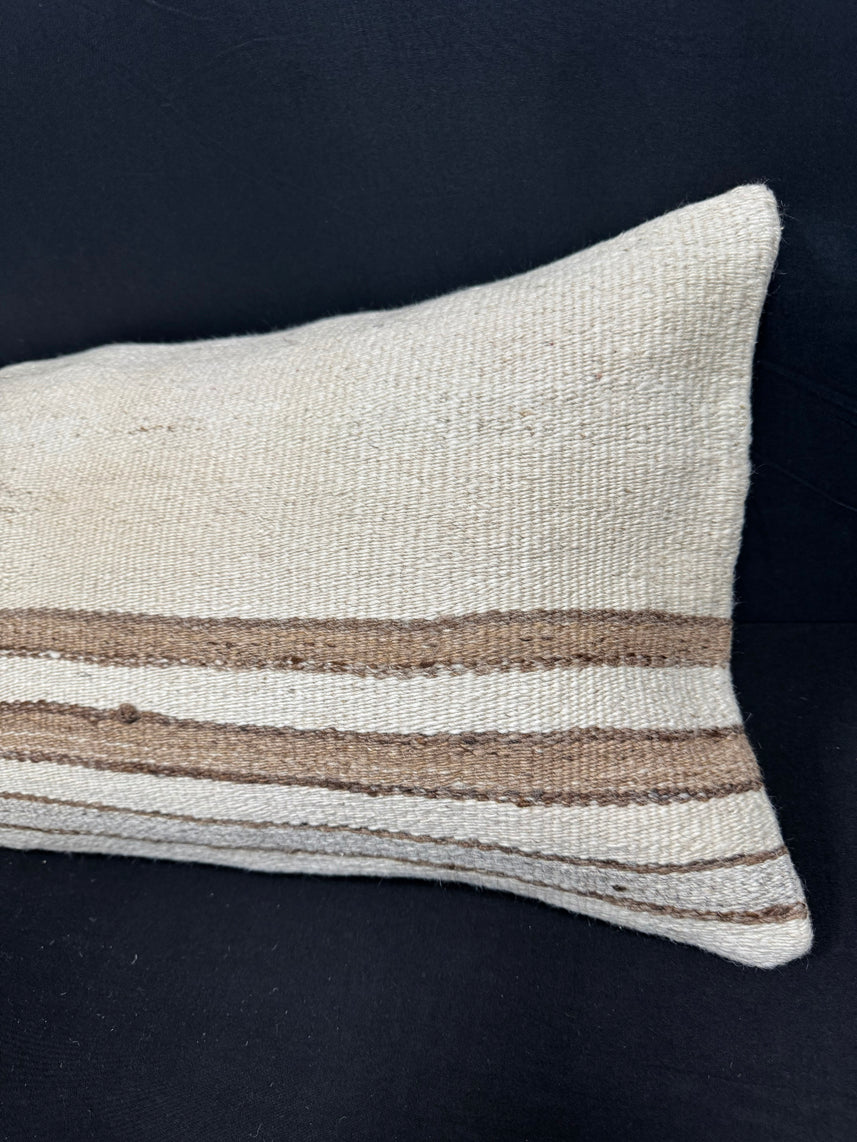 Turkish Hemp Pillow Cushion Natural Beige Brown Cushion Cover 14x40 #30446