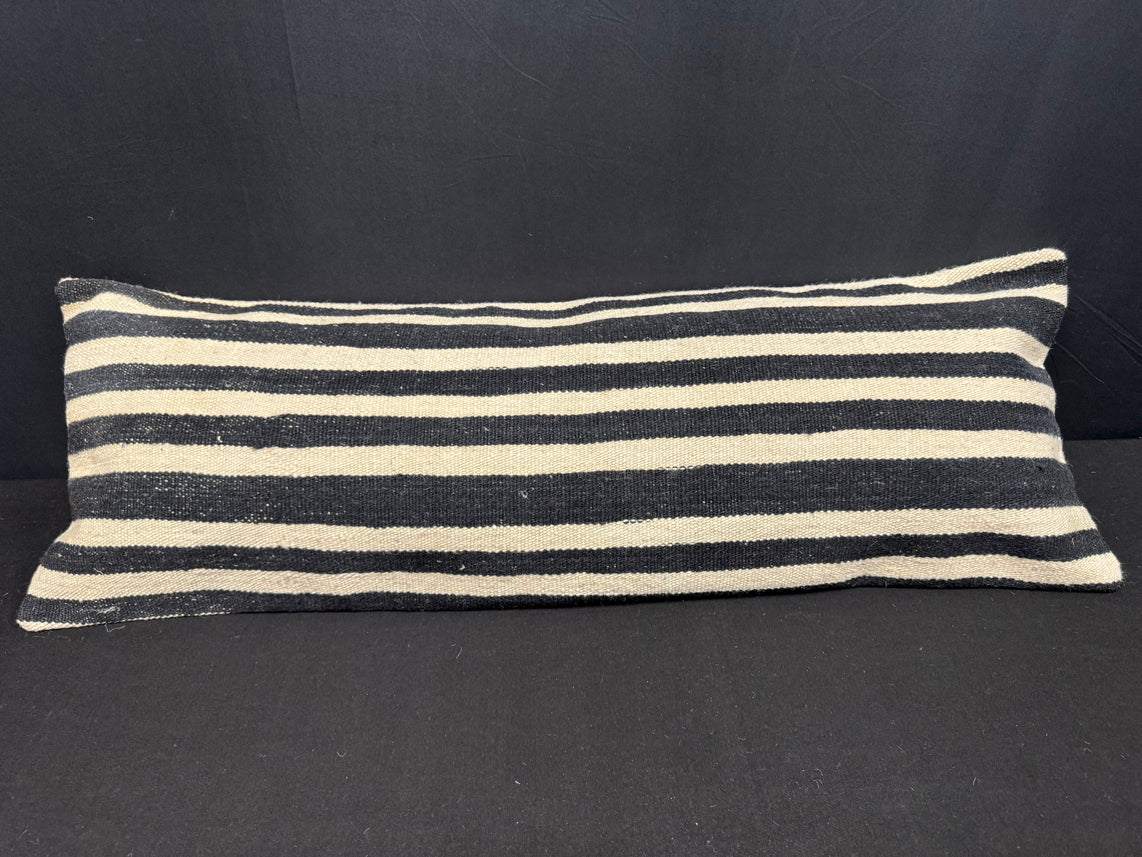 Turkish Hemp Pillow Cushion Natural Beige Black Cushion Cover 14x40 #30475
