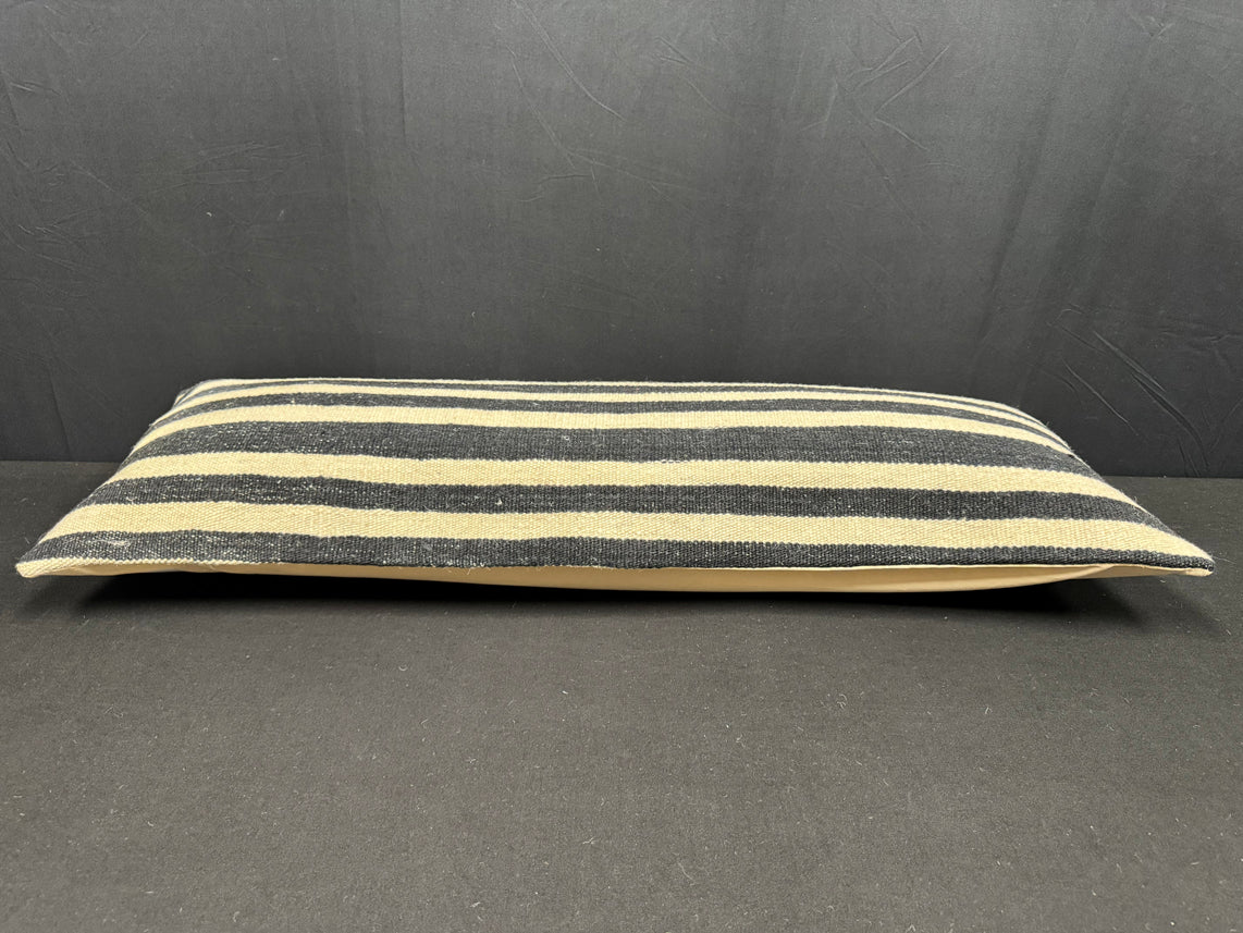 Turkish Hemp Pillow Cushion Natural Beige Black Cushion Cover 14x40 #30475