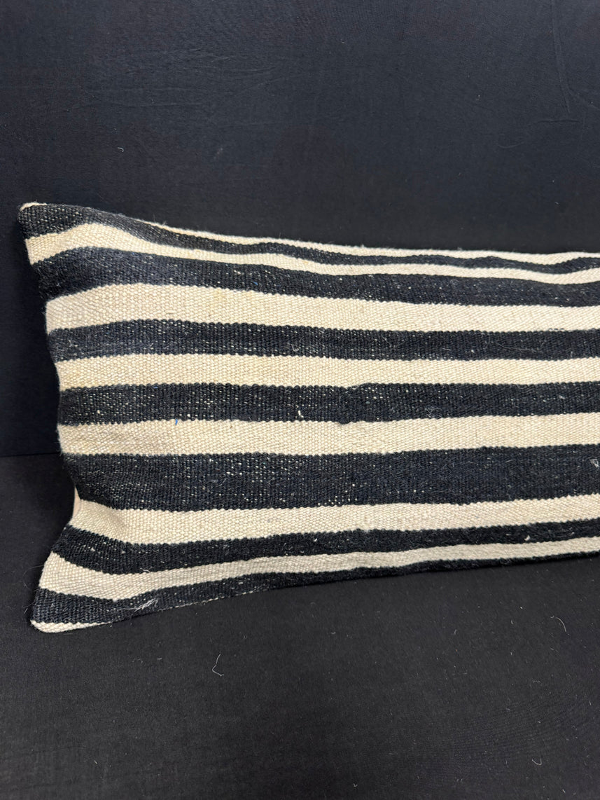 Turkish Hemp Pillow Cushion Natural Beige Black Cushion Cover 14x40 #30475