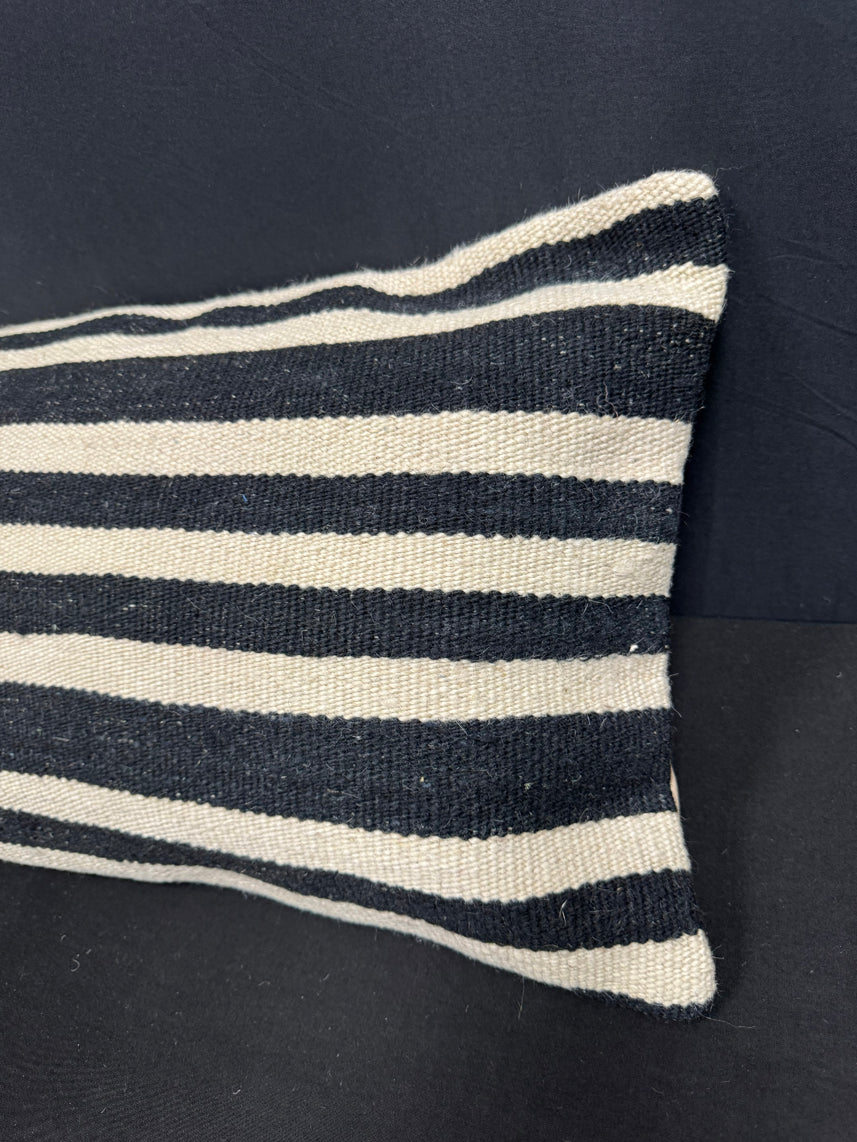 Turkish Hemp Pillow Cushion Natural Beige Black Cushion Cover 14x40 #30475