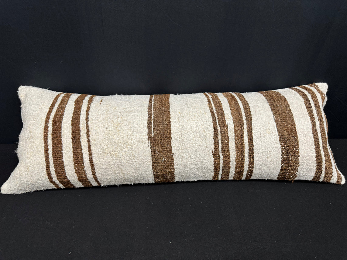 Turkish Hemp Pillow Cushion Natural Beige Brown Cushion Cover 14x40 #30481