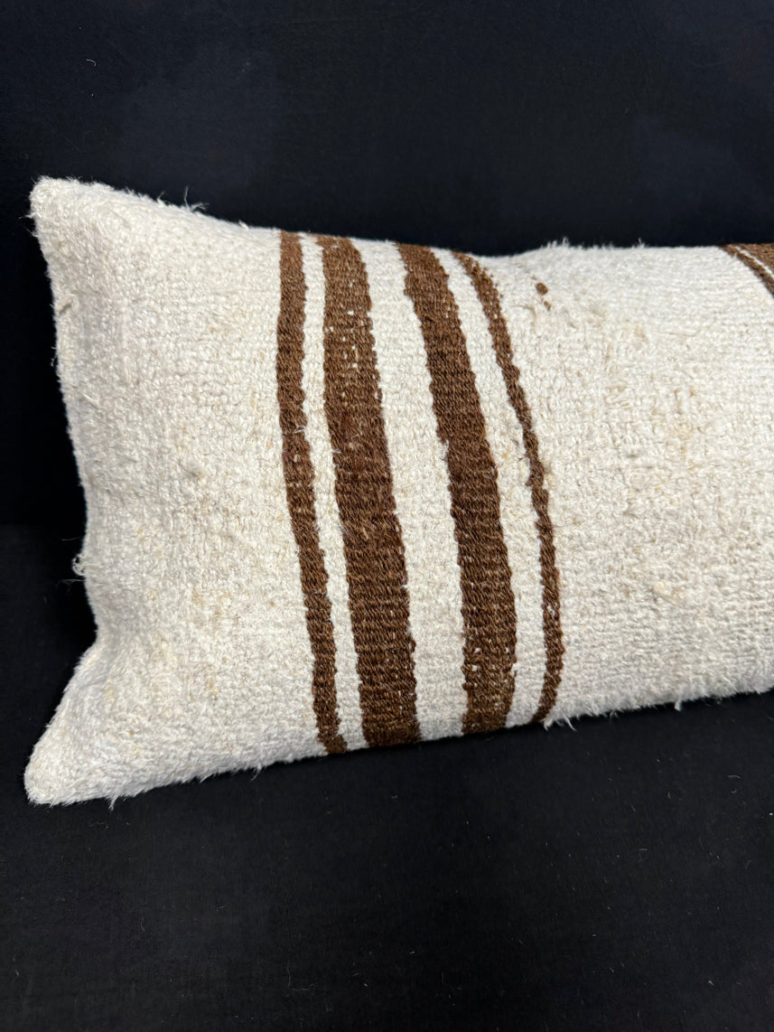 Turkish Hemp Pillow Cushion Natural Beige Brown Cushion Cover 14x40 #30481