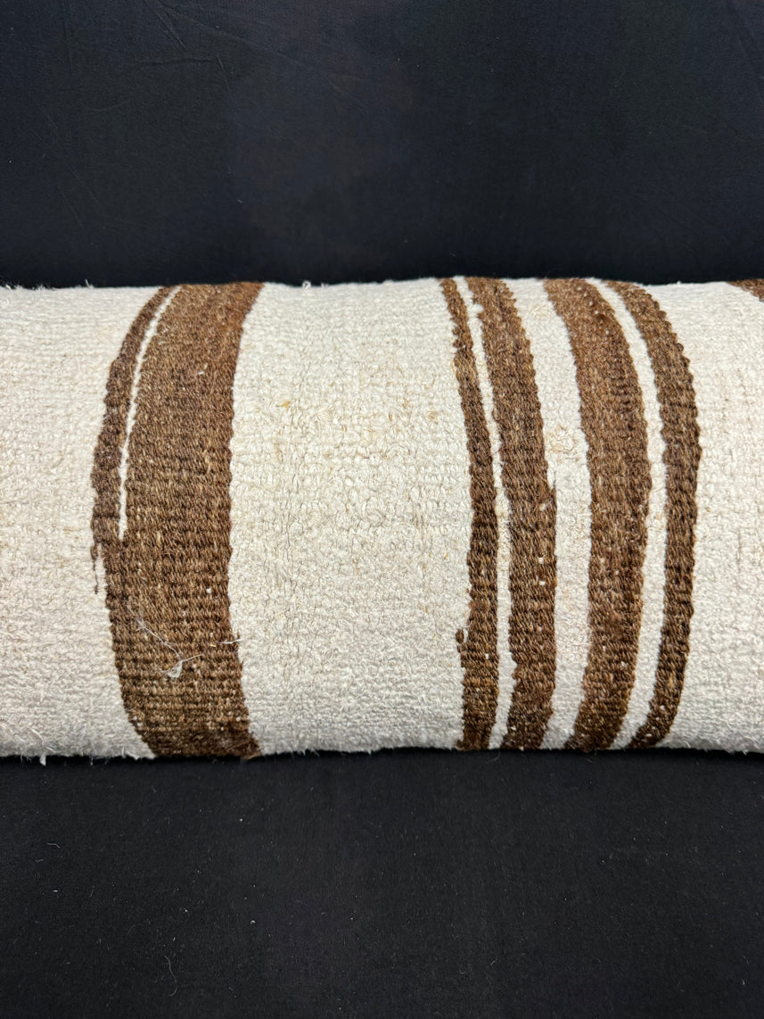 Turkish Hemp Pillow Cushion Natural Beige Brown Cushion Cover 14x40 #30481