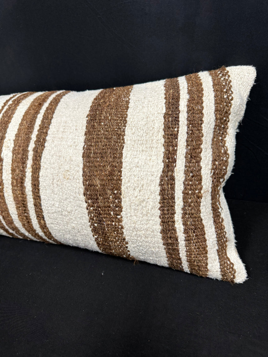 Turkish Hemp Pillow Cushion Natural Beige Brown Cushion Cover 14x40 #30481