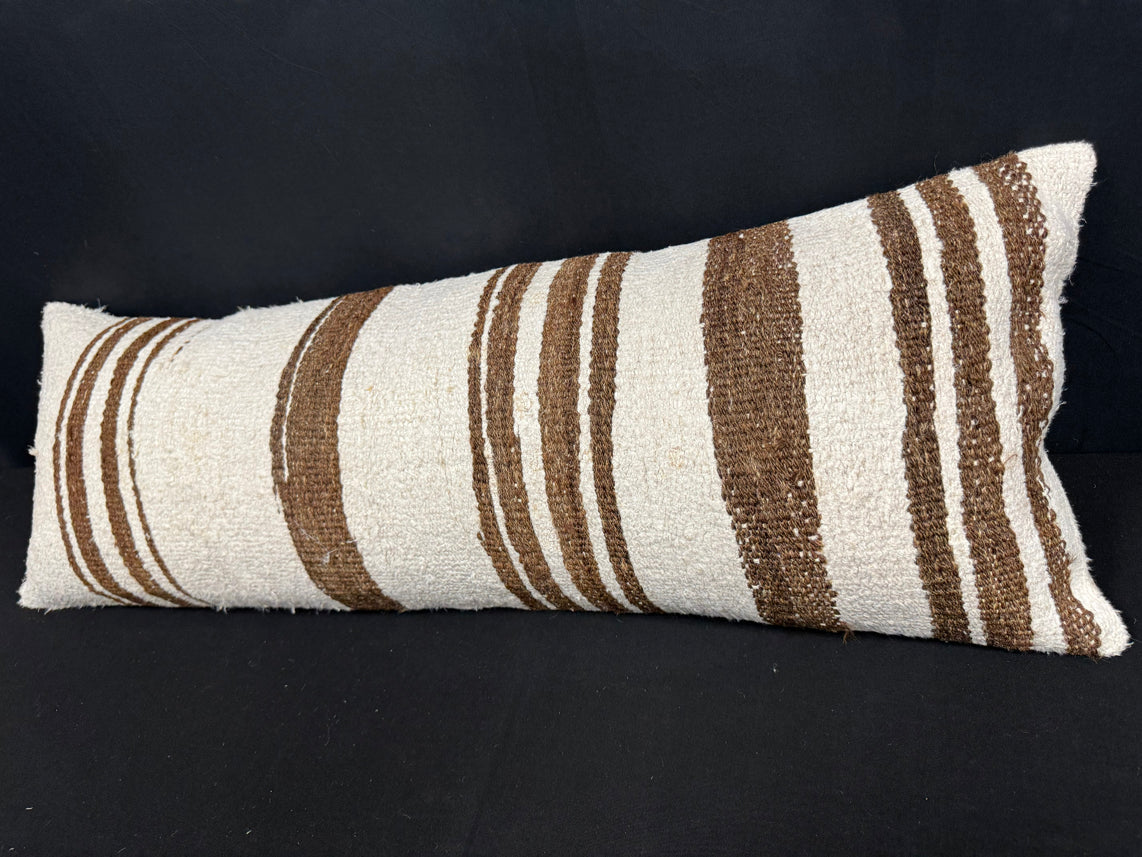 Turkish Hemp Pillow Cushion Natural Beige Brown Cushion Cover 14x40 #30481