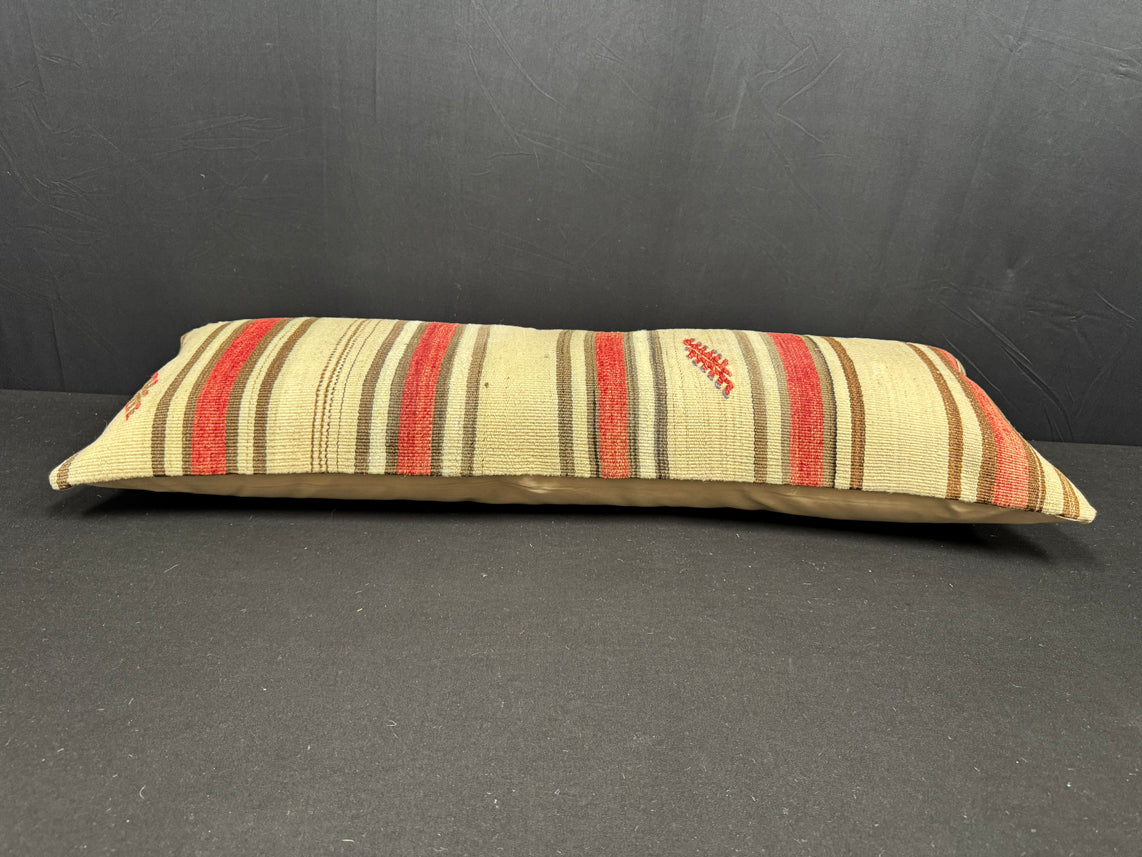 Turkish Hemp Pillow Cushion Natural Beige Red Cushion Cover 14x40 #30489