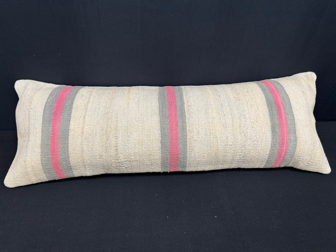 Turkish Hemp Pillow Cushion Natural Beige Gray Cushion Cover 14x40 #30482
