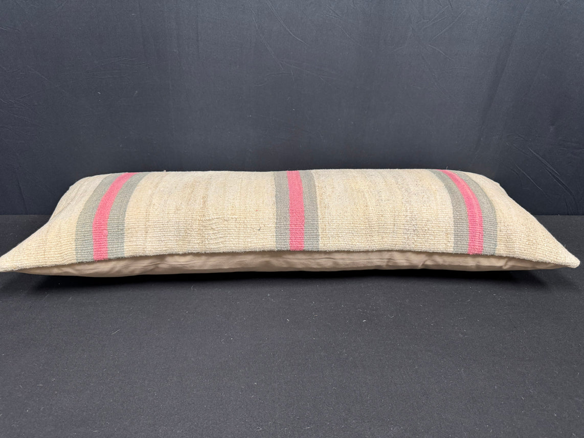 Turkish Hemp Pillow Cushion Natural Beige Gray Cushion Cover 14x40 #30482