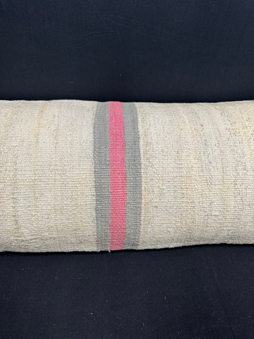 Turkish Hemp Pillow Cushion Natural Beige Gray Cushion Cover 14x40 #30482