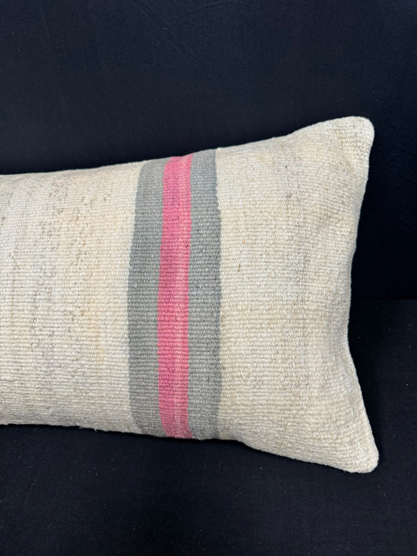 Turkish Hemp Pillow Cushion Natural Beige Gray Cushion Cover 14x40 #30482