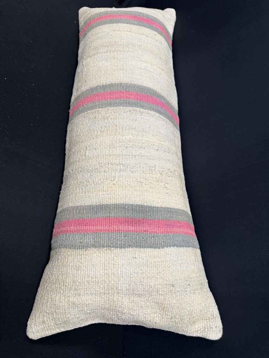 Turkish Hemp Pillow Cushion Natural Beige Gray Cushion Cover 14x40 #30482