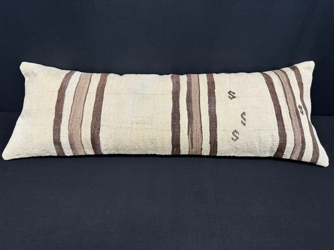 Turkish Hemp Pillow Cushion Natural Beige Brown Cushion Cover 14x40 #30488