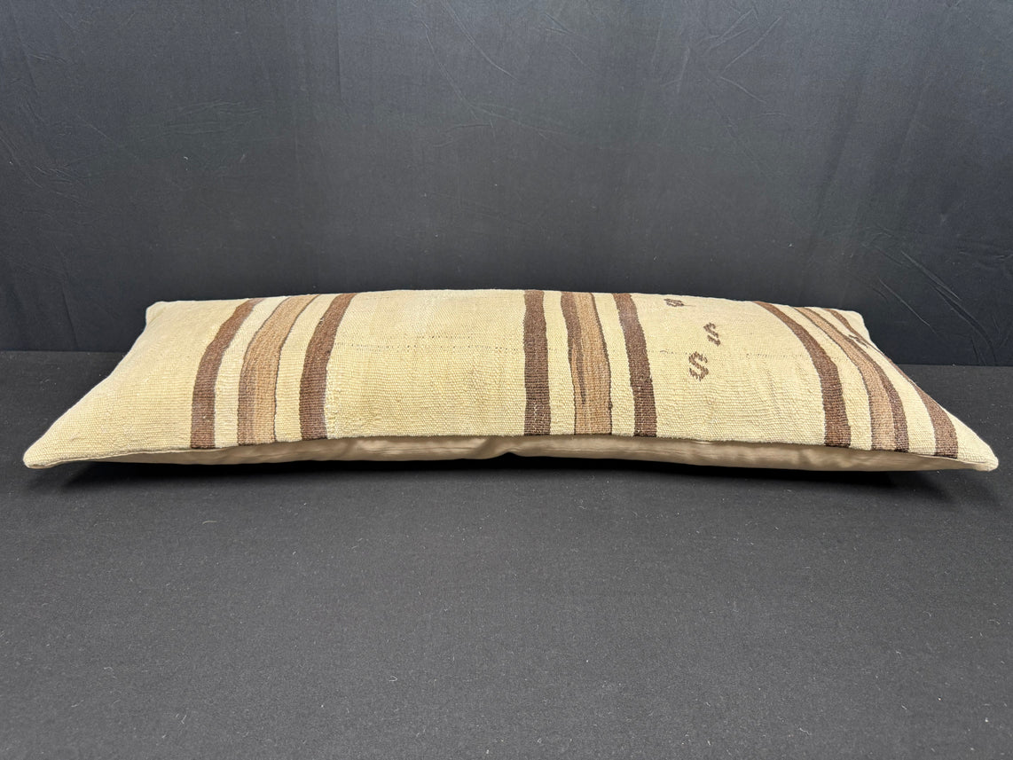 Turkish Hemp Pillow Cushion Natural Beige Brown Cushion Cover 14x40 #30488