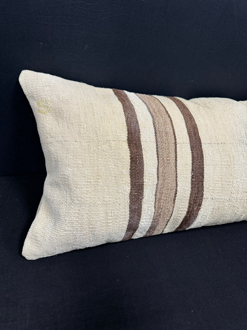 Turkish Hemp Pillow Cushion Natural Beige Brown Cushion Cover 14x40 #30488