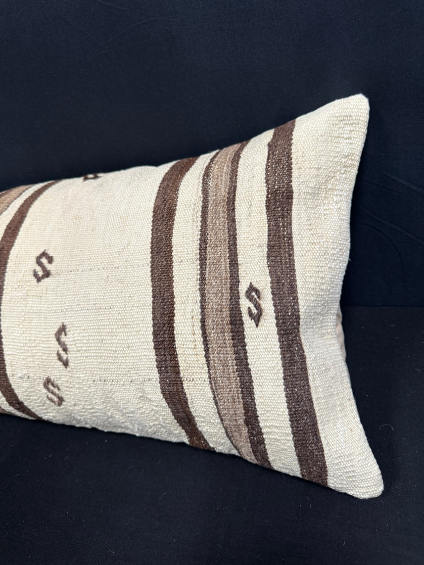 Turkish Hemp Pillow Cushion Natural Beige Brown Cushion Cover 14x40 #30488