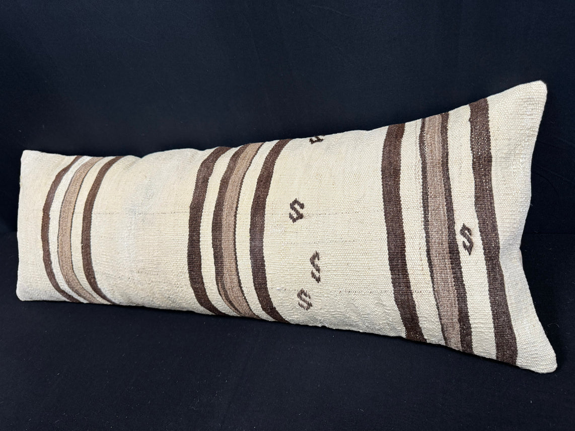 Turkish Hemp Pillow Cushion Natural Beige Brown Cushion Cover 14x40 #30488
