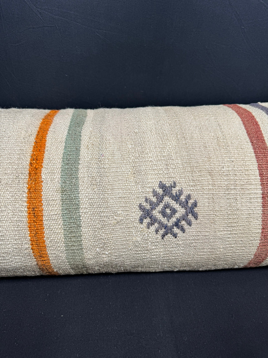 Turkish Hemp Pillow Cushion Natural Beige Red Cushion Cover 14x40 #30486