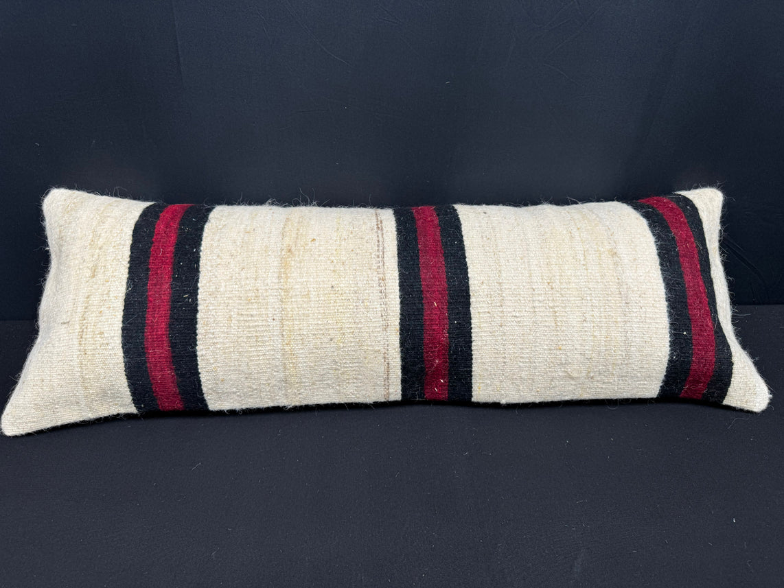 Turkish Hemp Pillow Cushion Natural Beige Black Cushion Cover 14x40 #30479
