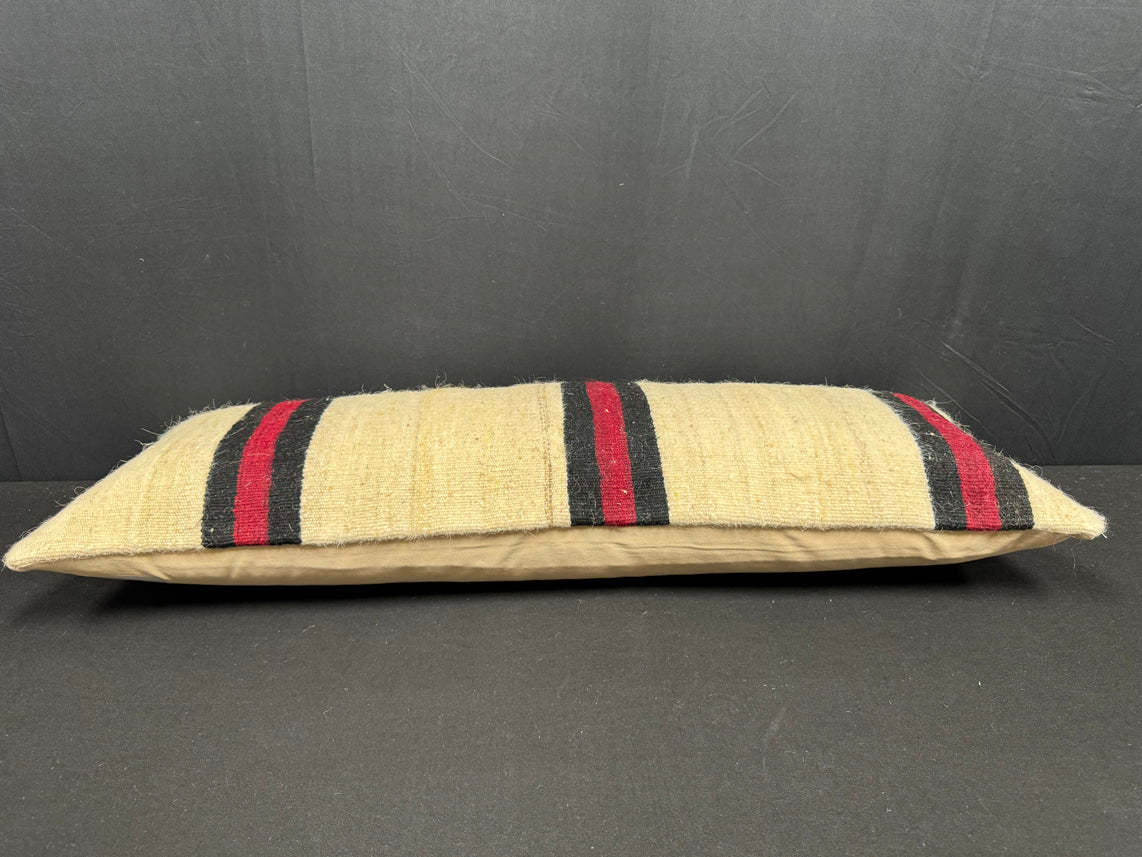 Turkish Hemp Pillow Cushion Natural Beige Black Cushion Cover 14x40 #30479
