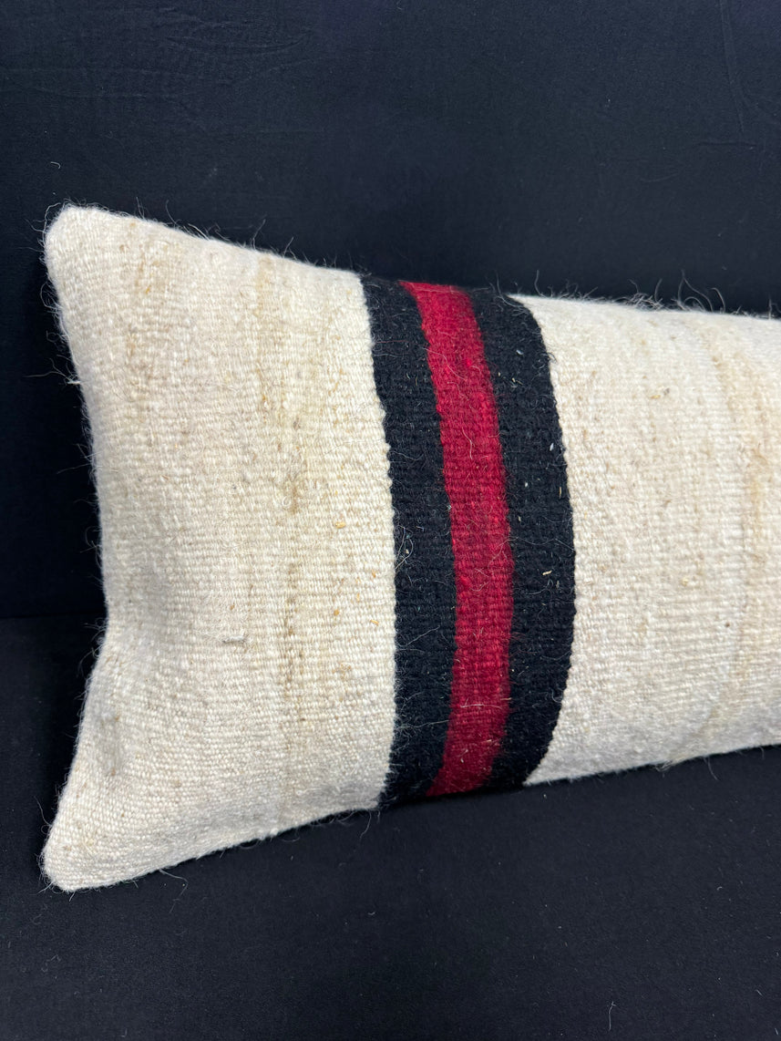 Turkish Hemp Pillow Cushion Natural Beige Black Cushion Cover 14x40 #30479
