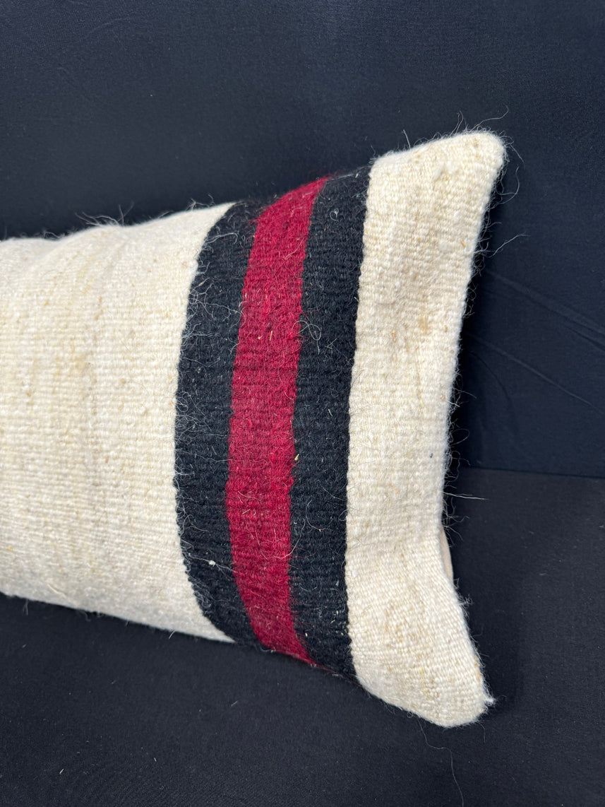 Turkish Hemp Pillow Cushion Natural Beige Black Cushion Cover 14x40 #30479