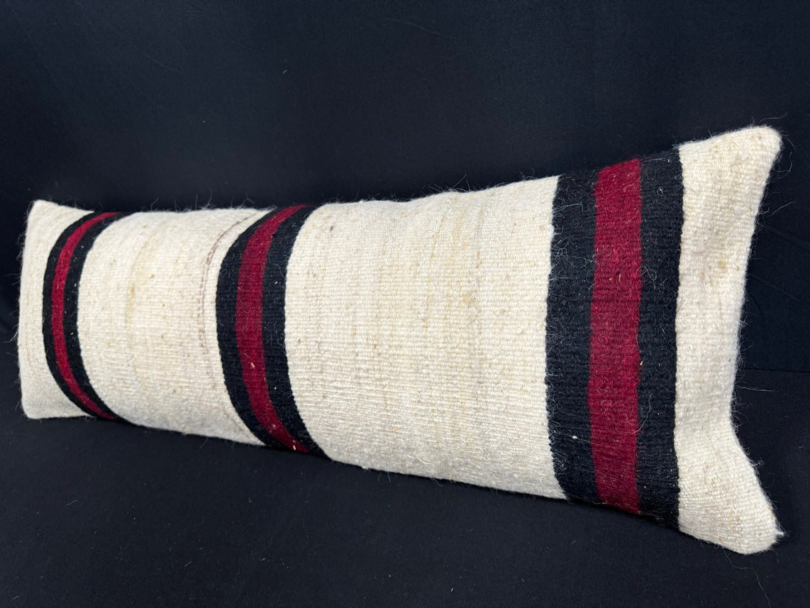 Turkish Hemp Pillow Cushion Natural Beige Black Cushion Cover 14x40 #30479