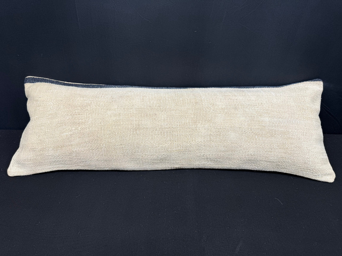 Turkish Hemp Pillow Cushion Natural Beige Black Cushion Cover 14x40 #30491