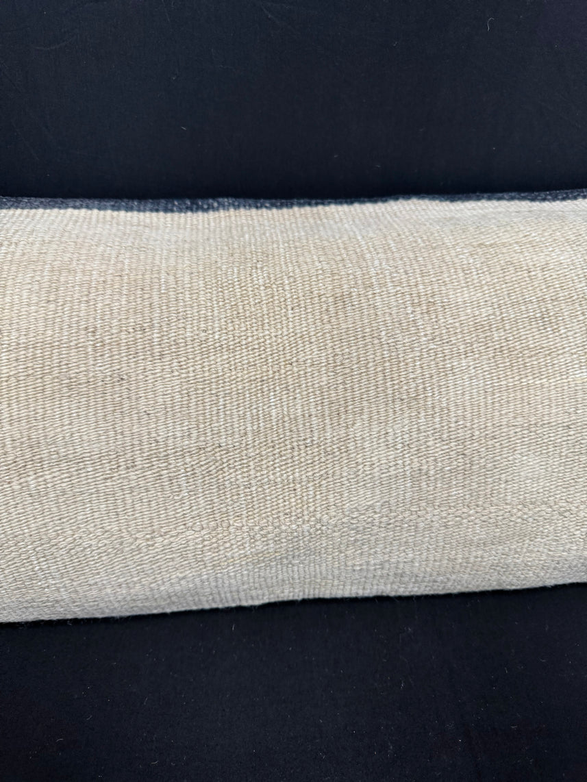 Turkish Hemp Pillow Cushion Natural Beige Black Cushion Cover 14x40 #30491