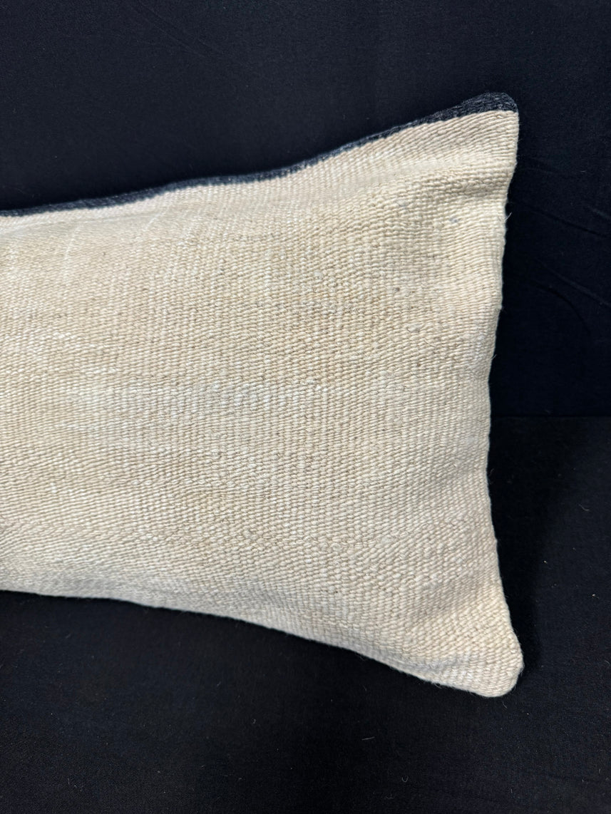 Turkish Hemp Pillow Cushion Natural Beige Black Cushion Cover 14x40 #30491