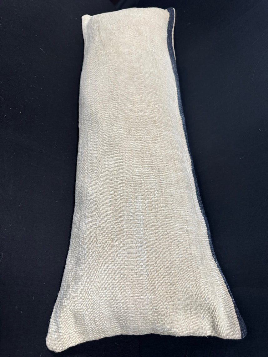 Turkish Hemp Pillow Cushion Natural Beige Black Cushion Cover 14x40 #30491