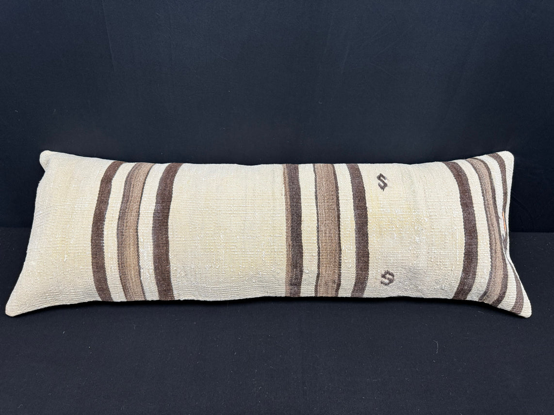 Turkish Hemp Pillow Cushion Natural Beige Brown Cushion Cover 14x40 #30480