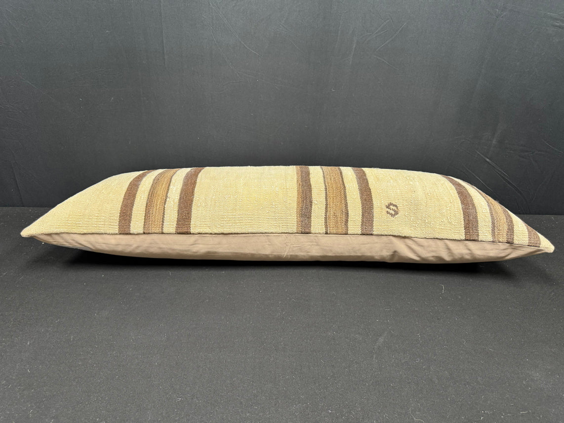 Turkish Hemp Pillow Cushion Natural Beige Brown Cushion Cover 14x40 #30480