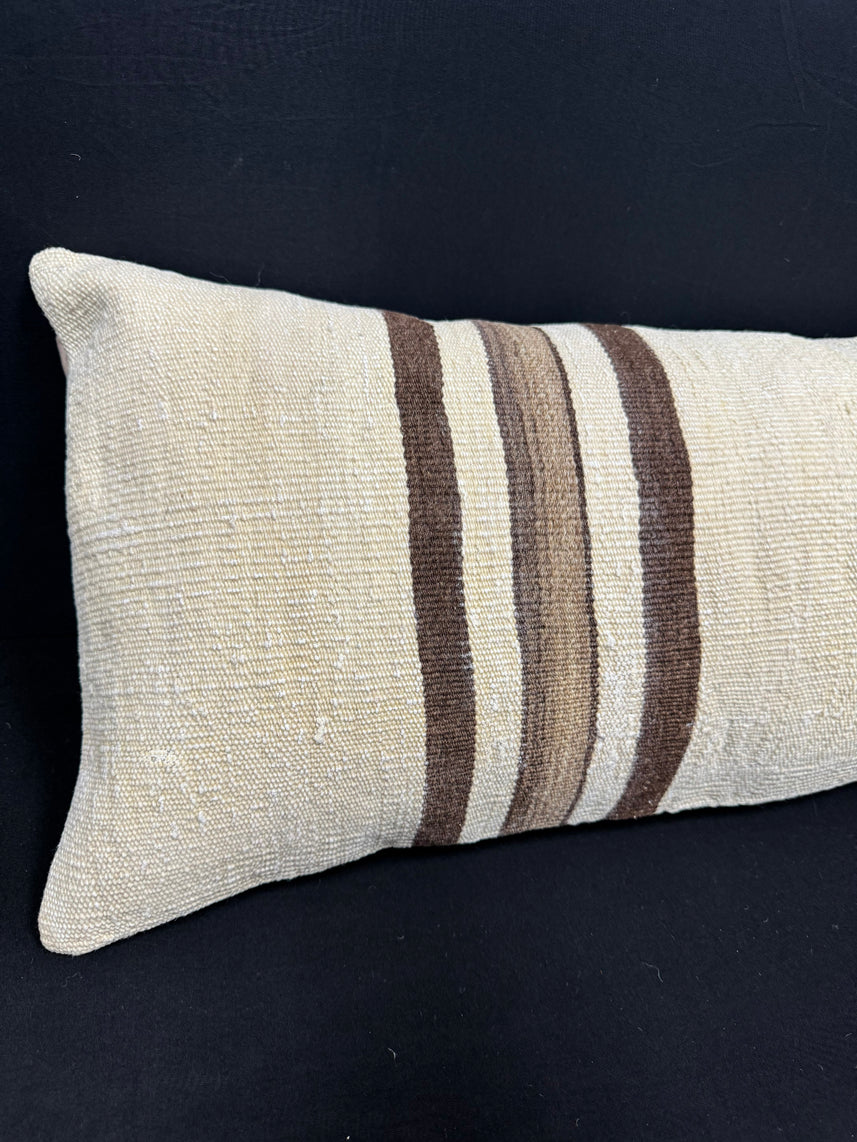 Turkish Hemp Pillow Cushion Natural Beige Brown Cushion Cover 14x40 #30480