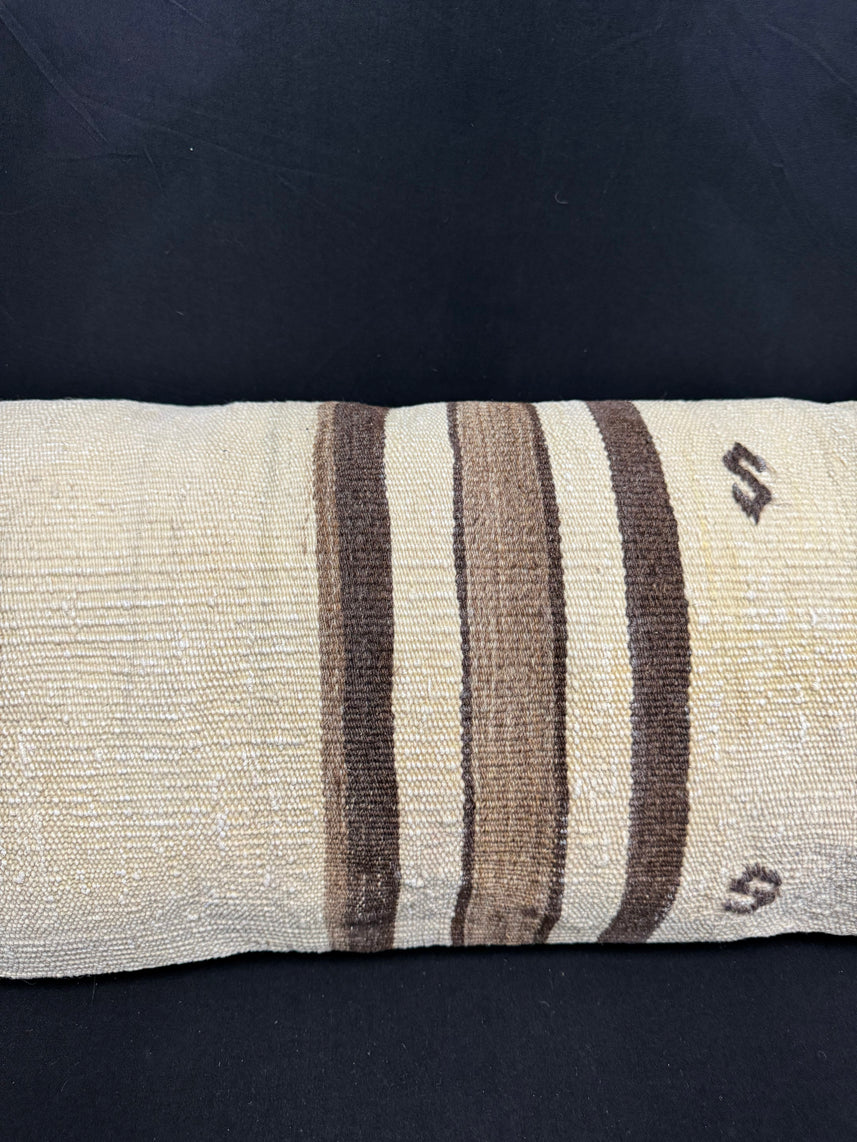 Turkish Hemp Pillow Cushion Natural Beige Brown Cushion Cover 14x40 #30480