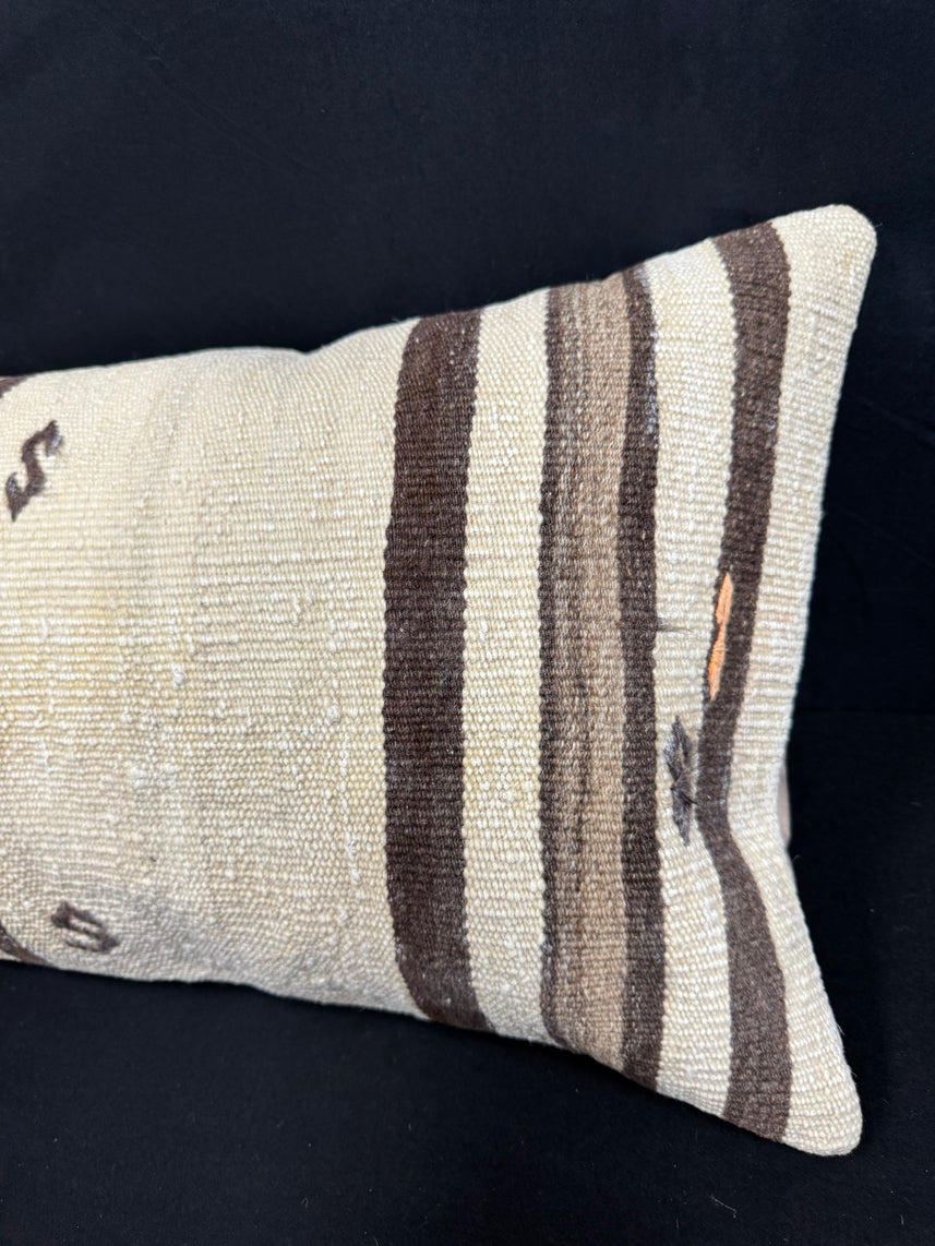 Turkish Hemp Pillow Cushion Natural Beige Brown Cushion Cover 14x40 #30480