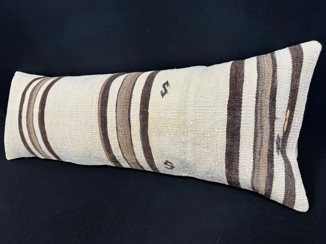 Turkish Hemp Pillow Cushion Natural Beige Brown Cushion Cover 14x40 #30480