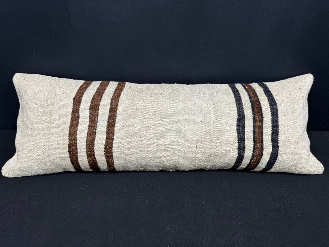 Turkish Hemp Pillow Cushion Natural Beige Brown Cushion Cover 14x40 #30470