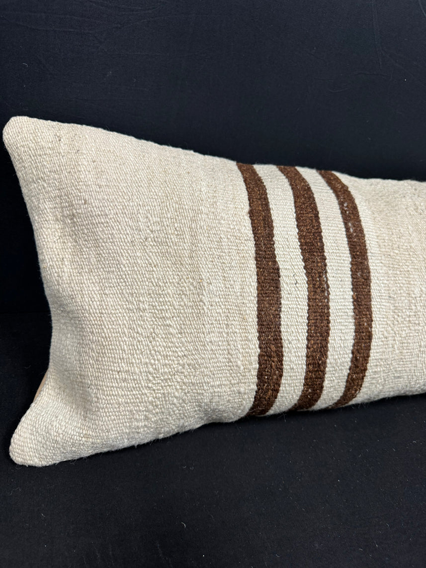 Turkish Hemp Pillow Cushion Natural Beige Brown Cushion Cover 14x40 #30470
