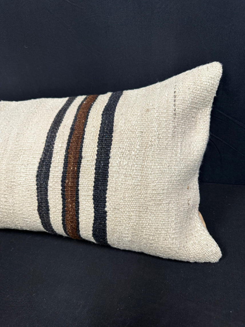 Turkish Hemp Pillow Cushion Natural Beige Brown Cushion Cover 14x40 #30470