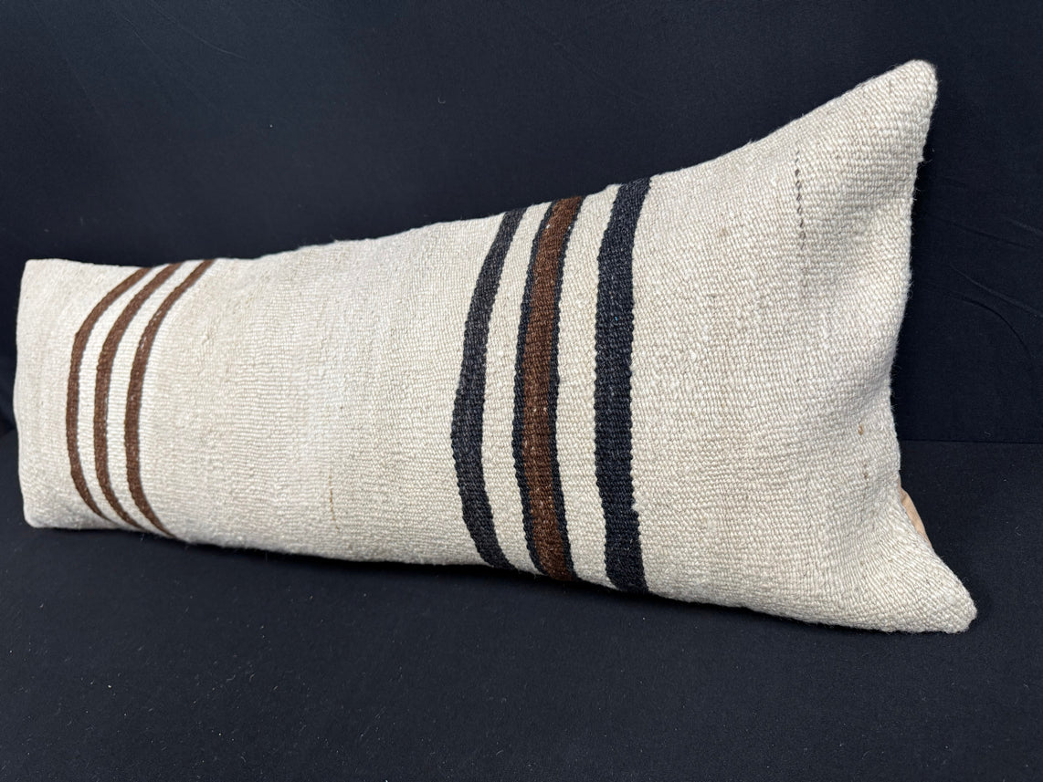 Turkish Hemp Pillow Cushion Natural Beige Brown Cushion Cover 14x40 #30470