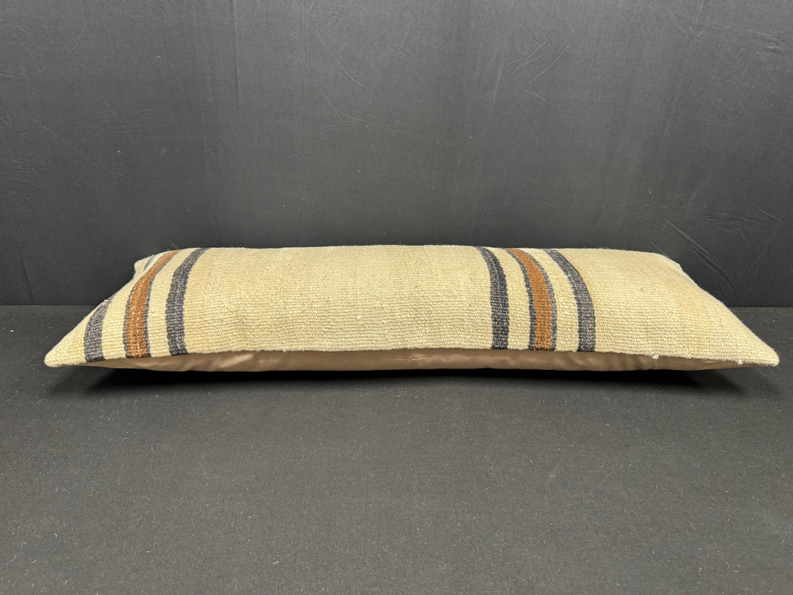 Turkish Hemp Pillow Cushion Natural Beige Black Cushion Cover 14x40 #30468