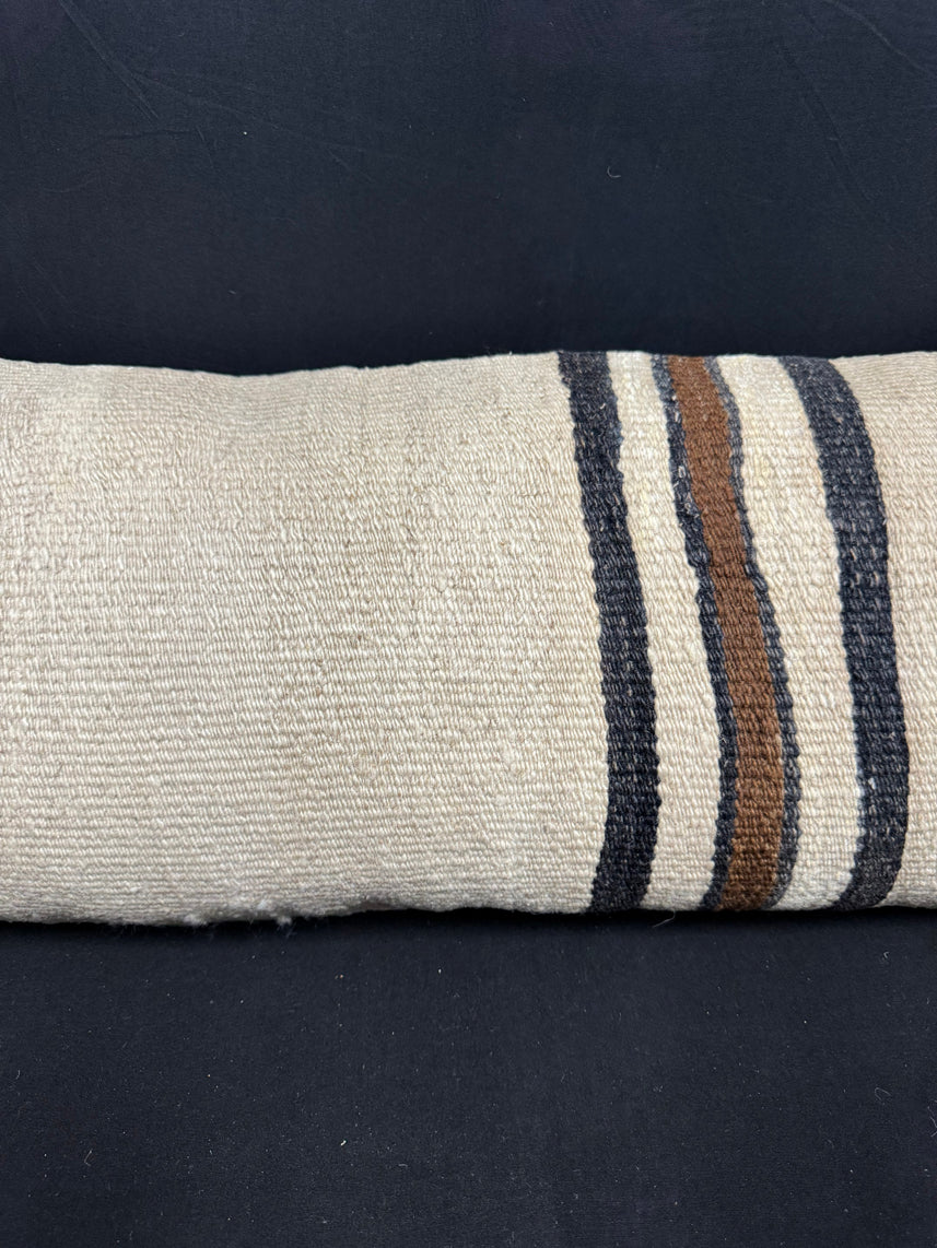 Turkish Hemp Pillow Cushion Natural Beige Black Cushion Cover 14x40 #30468