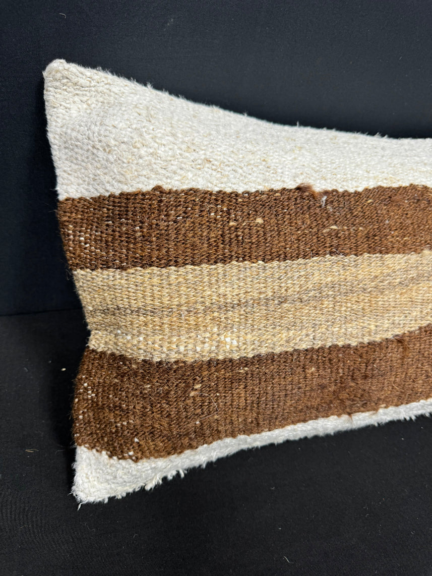 Turkish Hemp Pillow Cushion Natural Beige Brown Cushion Cover 14x40 #30469