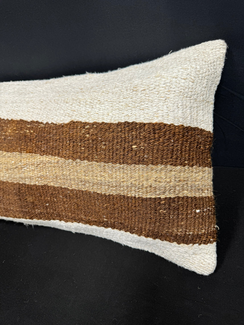 Turkish Hemp Pillow Cushion Natural Beige Brown Cushion Cover 14x40 #30469