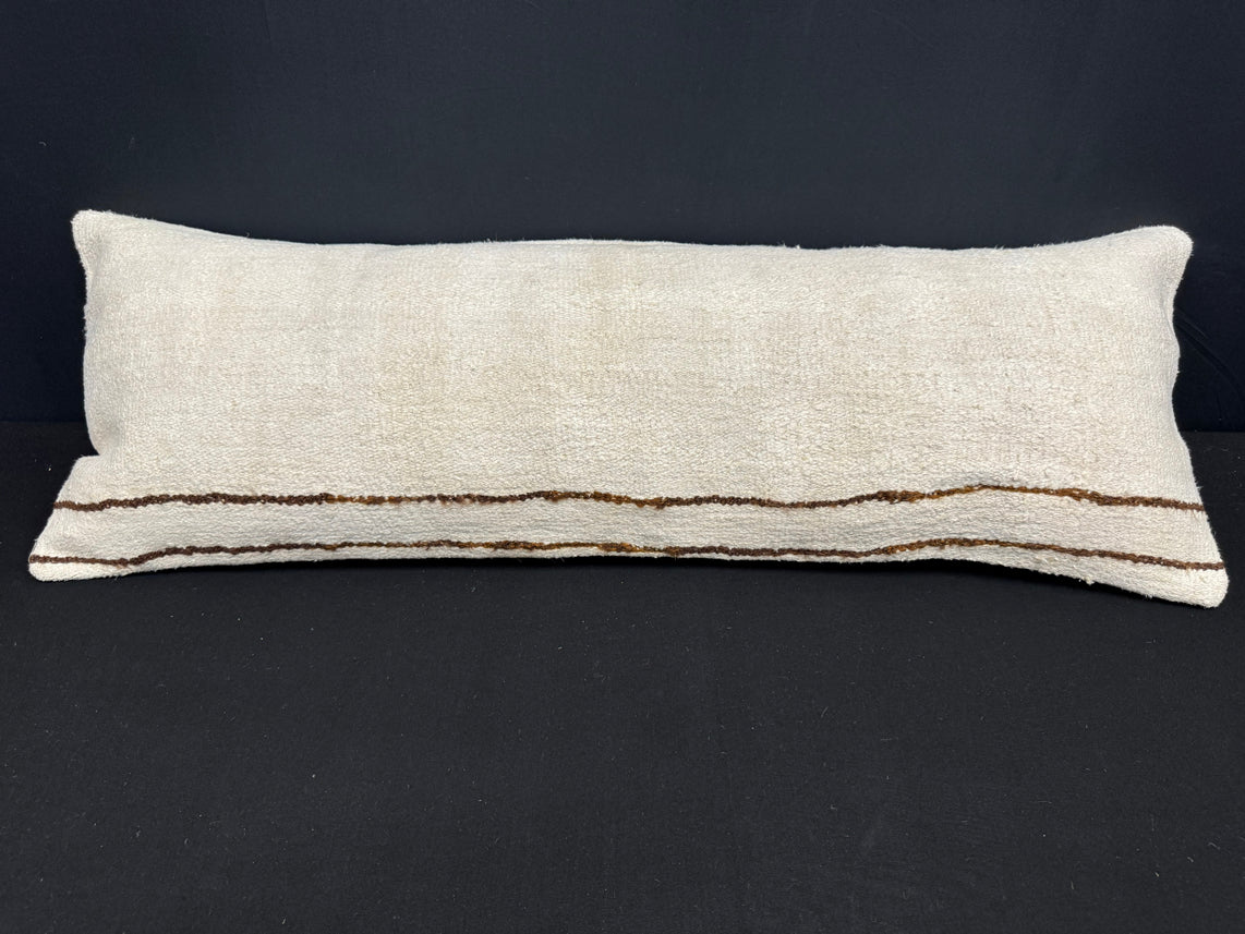 Turkish Hemp Pillow Cushion Natural Beige Brown Cushion Cover 14x40 #30484