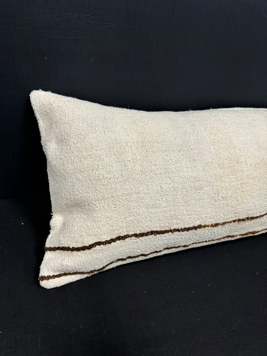 Turkish Hemp Pillow Cushion Natural Beige Brown Cushion Cover 14x40 #30484