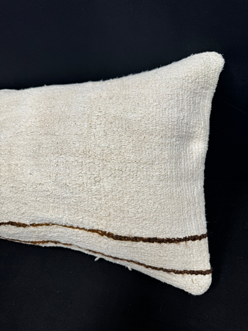 Turkish Hemp Pillow Cushion Natural Beige Brown Cushion Cover 14x40 #30484