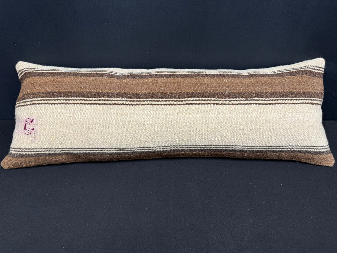 Turkish Hemp Pillow Cushion Natural Beige Brown Cushion Cover 14x40 #30492